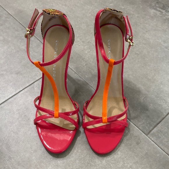 Chinese Laundry Strappy High Heel Sandals - Fuchsia & Orange Size 8.5 - Picture 2 of 12
